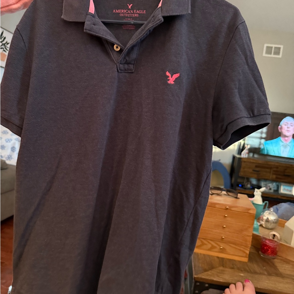 American Eagle Outfitters Men's Navy Polo Shirt